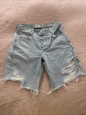 Citizens Of Humanity Ayla Light Blue Distressed Denim Shorts